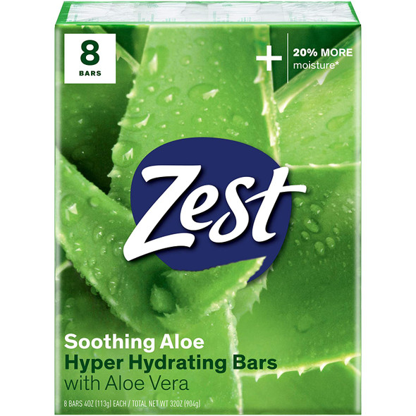 Zest 8Bar Bath Size Soap Fresh Aloe 4 Ounce 8 Bar 32 Ounce