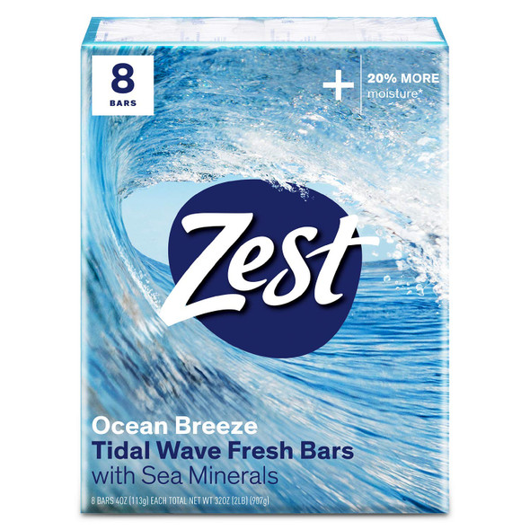 Zest Ocean Breeze Bar Soap  8 Bars  Enriched With Sea Minerals  Rich Lathering Bars Leave Your Body Feeling Smooth And Moisturized with an Invigorating Scent