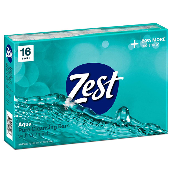 Zest Invigorating Aqua Bar Soap  16 Bars  Refreshing Rich Lather Rinses Your Body Clean and Leaves You Feeling Moisturized with Vitamin E for Smooth Hydrated Skin