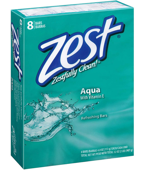 Zest Bath Bars Soap 4oz 8ct Aqua 2Pack