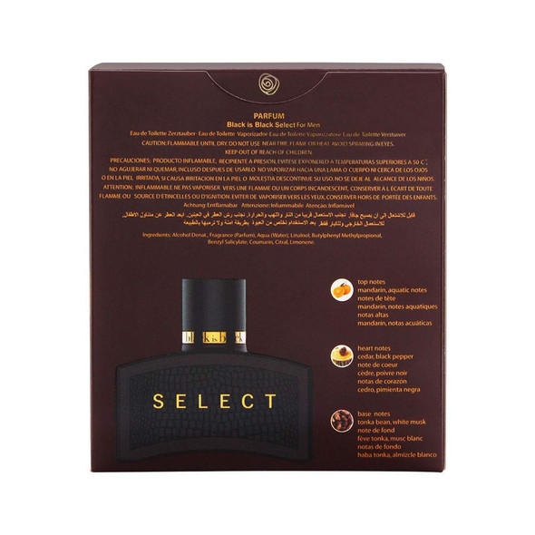 NuParfums Black is Black Select Pour Homme Eau De Toilette Spray 3.4 Ounce