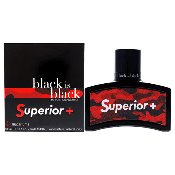 NU Parfums Black Is Black Superior Plus for Men Eau de Toilette Spray 3.4 Ounce