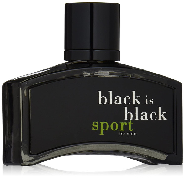 Nu Parfums Black is Black Sport Eau de Toilette Spray for Men 3.4 Ounce