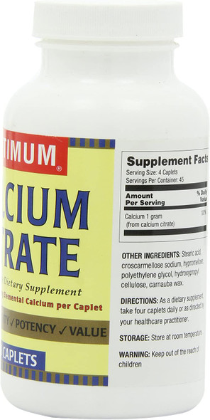 Optimum Calcium Citrate 180 Caplets