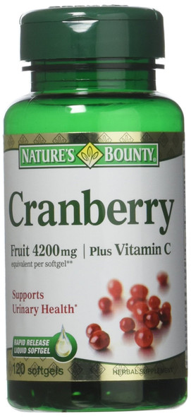 Nature's Bounty Cranberry Fruit Softgels 4200mg plus Vitamin C, 100 count
