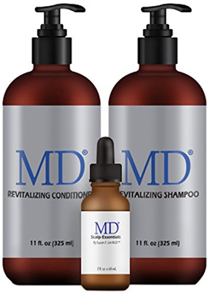 MD Healthy Scalp Bundle for Thinning Hair SulfateFree Shampoo Revitalizing Conditioner  Hair Growth Serum  Hair  Scalp Treatment for Aging Thinning Hair  Rejuvenating Set for Oily and Thinning Hair