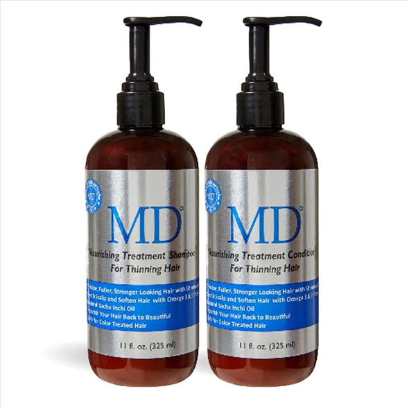 MD Revitalizing Shampoo  Conditioner Combo Set of 2/325 ml Each  SulphateFree Nourishing Treatment for Thinning Hair with Aloe Vera Chamomile  Hair Loss Regrowth Anti Thinning for All Hair Types