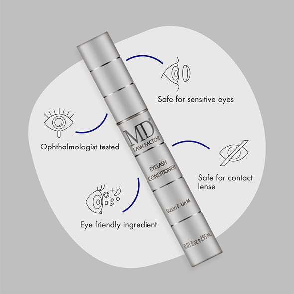 MD Lash Factor Eyelash Growth Conditioner  Enhances Your Natural Lashes for Fuller Longer  Denser Look  Eye Lash Enhancer for Women  0.1 Fl Oz/14ml  3 Month Supply