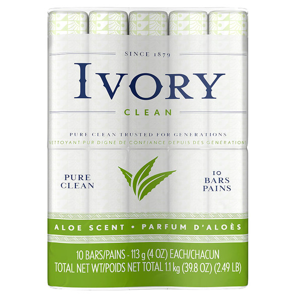 Ivory Aloe 10Count Bath Size Bars 4 Oz Packaging may Vary