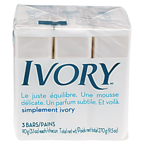 Ivory 12364 Individually Wrapped Bath Soap White 3.1 Oz Bar 72/Carton