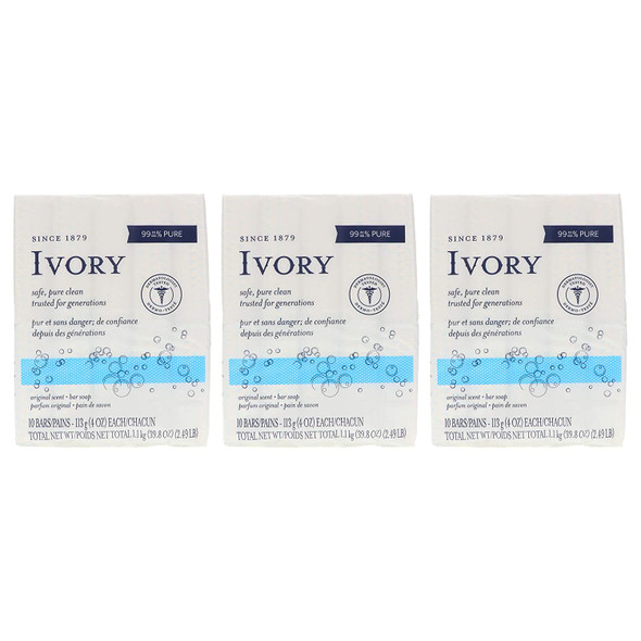 Ivory Soap Original 4 oz Bars 10 ea Pack of 3