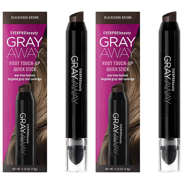 Everpro Gray Away Root Touchup Quick Stick Black/Dark Brown 0.10 Ounce 3ml 2 Pack