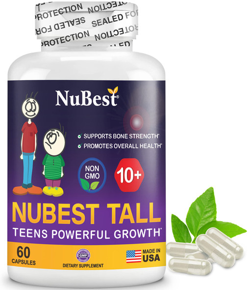 NuBest Tall 10+ - Advanced Bone Strength Formula - Supports Immunity, Healthy Development & Optimal Wellness - for Children (10+) & Teens Who Drink Milk Daily - 60 Capsules (1 Pack)