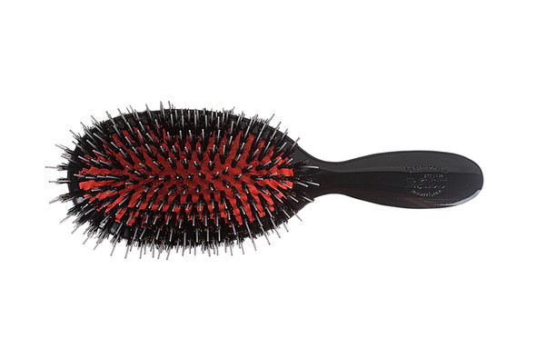 Shine  Condition Hair Brush  100 Natural Bristle  Nylon Pin  High Polish Acrylic Handle  Large Oval  Jet Black Finish  Model 52  JTB