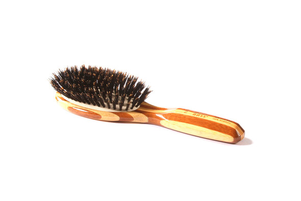 Bass Brushes  Shine  Condition Hair Brush  Natural Bristle FIRM  Pure Bamboo Handle  Small Oval  Striped Finish  Model 898  SB