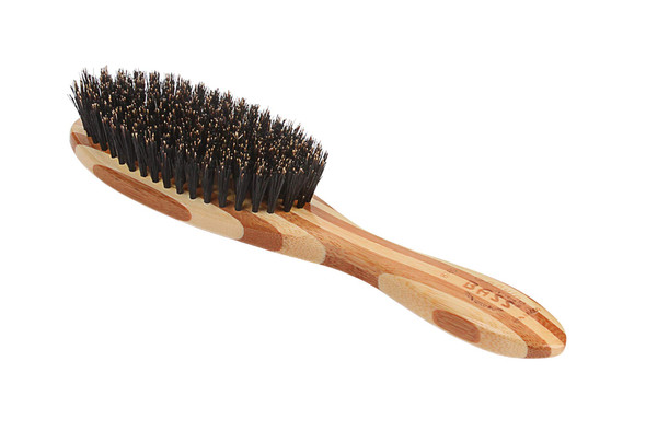 Bass Brushes  Shine  Condition Hair Brush  Natural Bristle FIRM  Pure Bamboo Handle  Full Oval  Striped Finish  Model 876S  SB