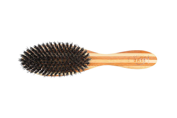 Bass Brushes  Shine  Condition Hair Brush  Natural Bristle FIRM  Pure Bamboo Handle  Full Oval  Striped Finish  Model 876S  SB