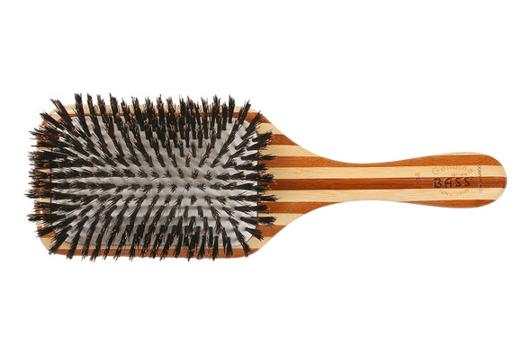 Bass Brushes  Shine  Condition Hair Brush  Natural Bristle FIRM  Pure Bamboo Handle  Large Paddle  Striped Finish  Model LPBB  SB