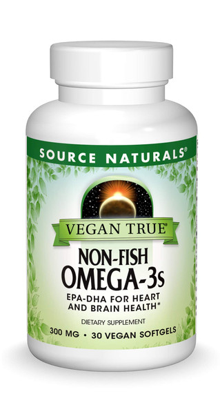 Source Naturals Vegan True Non-Fish Omega-3s EPA-DHA for Heart and Brain Health, (30 Capsules)