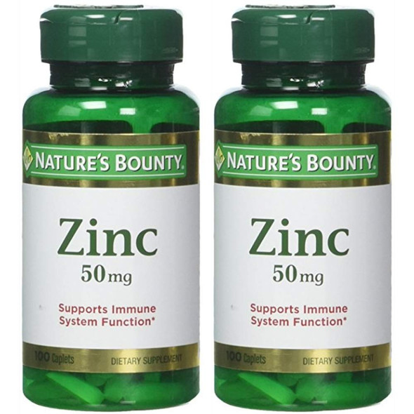 Nature's Bounty Zinc 50 mg Caplets 100 ea (Pack of 2)