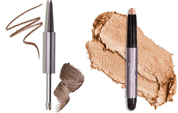 Julep Brow 101 Waterproof DualEnded Eyebrow Pencil and Tinted Brow Gel with Thickening Silk Fibers Medium Brown  Julep Eyeshadow 101 Creme to Powder Waterproof Eyeshadow Stick Champagne Shimmer