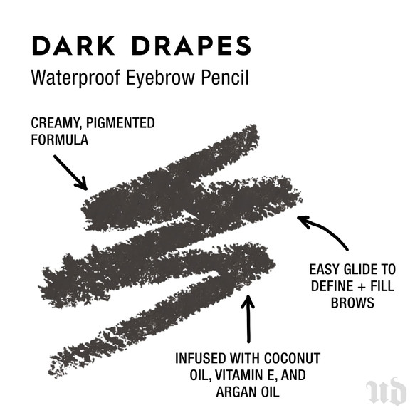 Urban Decay Brow Beater Dark Drapes  Microfine Brow Pencil  Brush  LongLasting Waterproof  Precise Teardrop Tip for Smooth Even Application