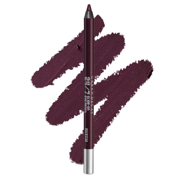 Urban Decay 24/7 GlideOn Waterproof Eyeliner Pencil  LongLasting UltraCreamy  Blendable Formula  Sharpenable Tip  Rockstar Darkest Eggplant with Shimmer Finish  0.04 Oz