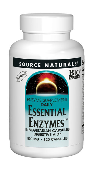 Source Naturals Essential Enzymes 500mg Bio-Aligned Multiple Supplement Herbal Defense for Digestion, Gas & Constipation Relief & Daily Digestive Health - Strong Immune System Support - 120 VegiCaps