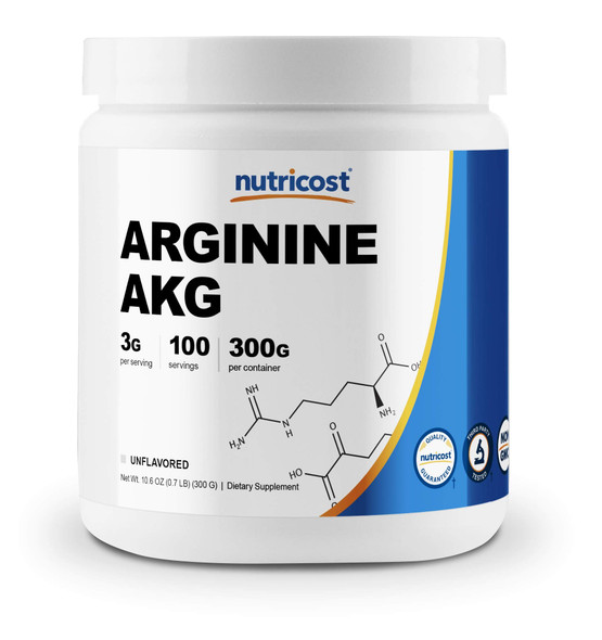 Nutricost Arginine AKG Powder 300 Grams (AAKG) - 3G Per Serving & 100 Servings - Pure Arginine Alpha Ketoglutarate