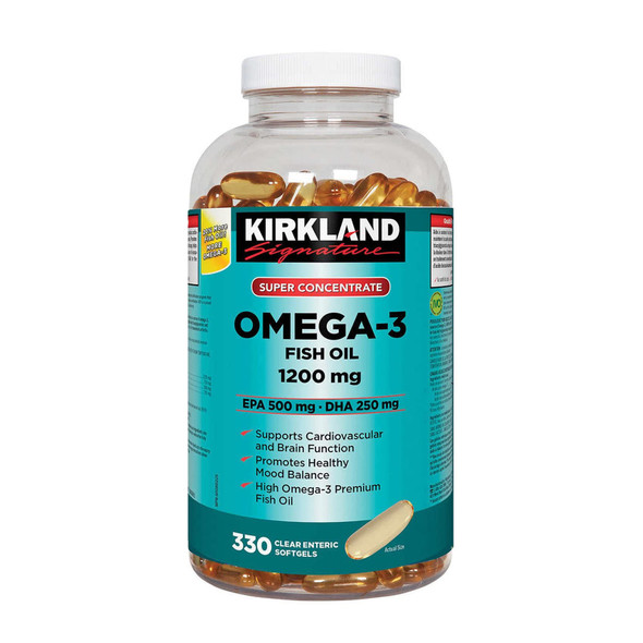 Kirkland Signature Super Concentrate Omega3 Fish Oil 1200mg EPA 500/DHA 250 330 Softgels