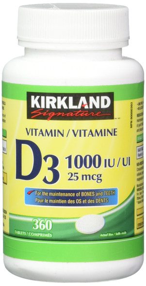 Kirkland Signature Vitamin D3 1000 IU 360 Tablets