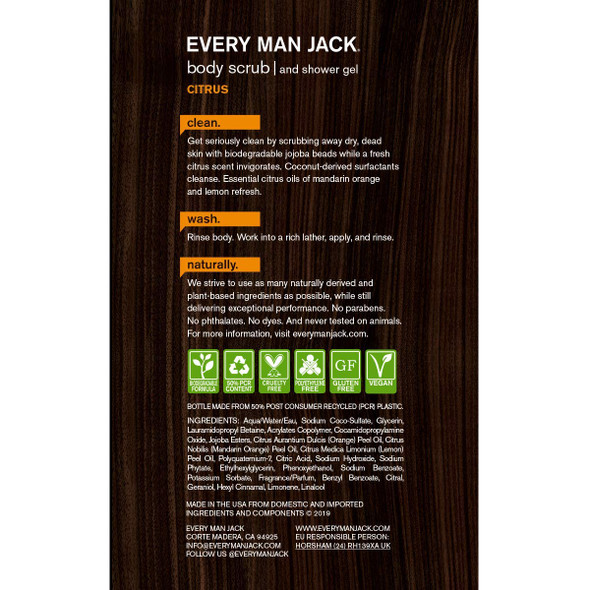 Every Man Jack Body Scrub And Shower Gel Citrus 16.9 FL OZ