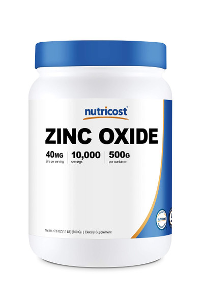 Nutricost Zinc Oxide Powder 500 Grams - Non GMO and Gluten Free