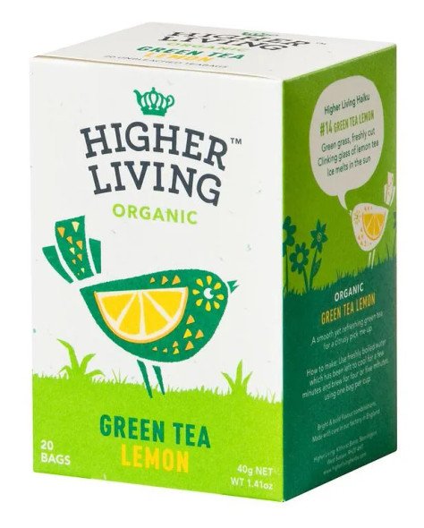 Higher Living Green Tea Lemon Tea Bags 20's