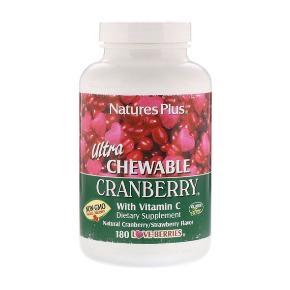 Natures Plus Ultra Cranberry Chewable Love Berries Vitamin C 180 Tablets
