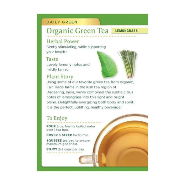 Traditional Medicinals Green Tea Lemongrass 16 Tea Bags