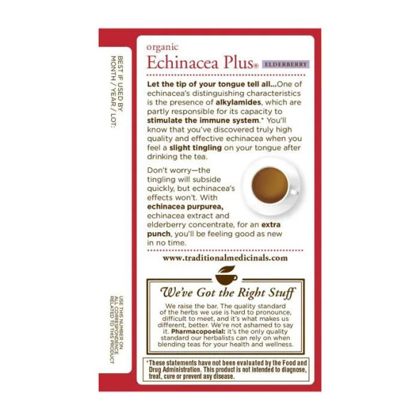 Traditional Medicinals Echinacea Plus Elderberry 16 Tea Bags