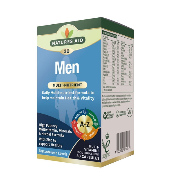 Natures Aid Men Multi-Vitamins -Health & Vitality 30's Capsules