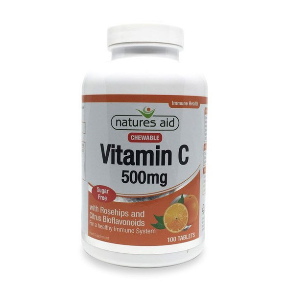 Natures Aid Vitamin C 500mg Chewable Sugar Free 100 Tablets