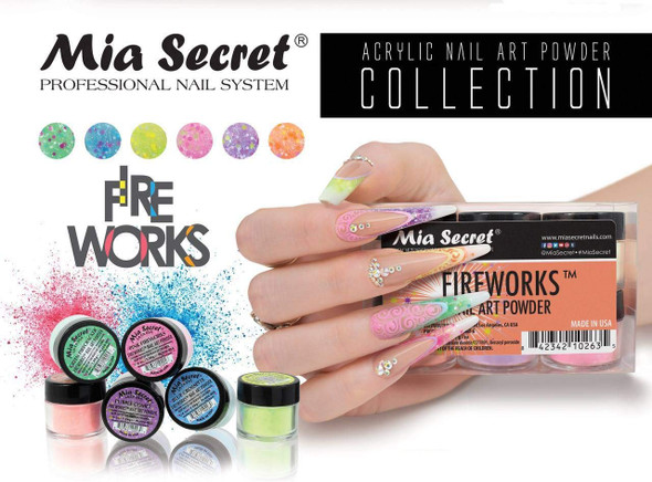 6PC Mia Secret Nail New Acrylic Art Powder New Collection Fireworks made in USA