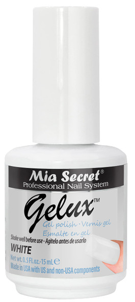 Mia Secret Gelux Soakoff gel nail polish color White  Gel polish cured with nail lamp  Esmaltes para uñas en gel de larga duración para lampara uv  Esmalte en gel Mia Secret color White
