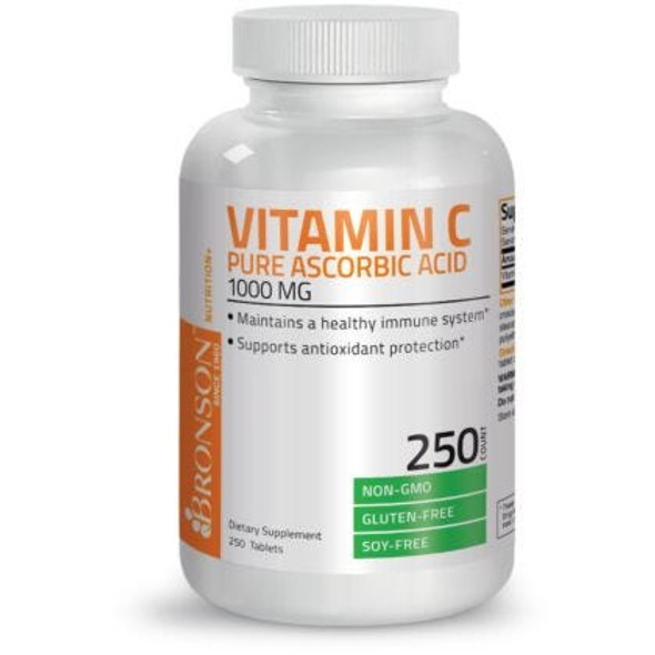 BRONSON Vitamin C Pure Ascorbic Acid - 1,000 mg - 250 Tablets