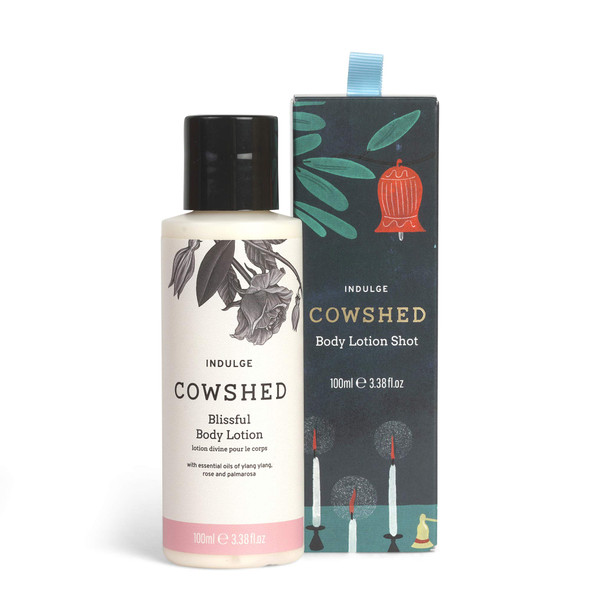 Cowshed Christmas Indulge Body Lotion Shot Tree Decoration YlangYlang Rose and Palmarosa Essential Oils 100ml