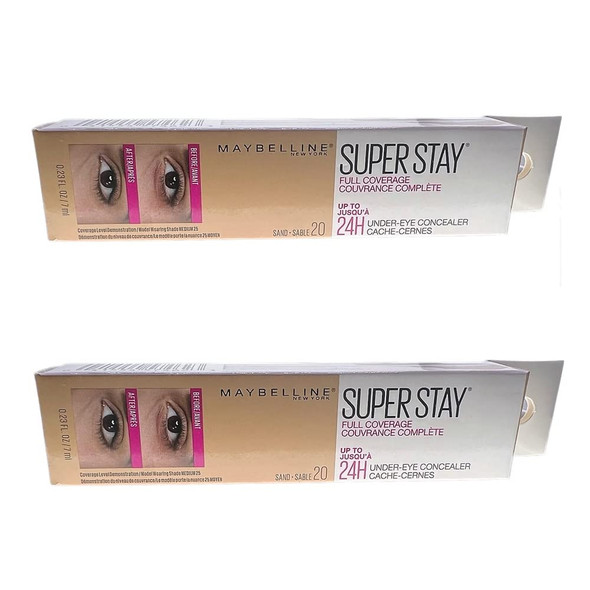 Pack of 2 Maybelline New York Super Stay Full Coverage UnderEye Concealer Sand  20