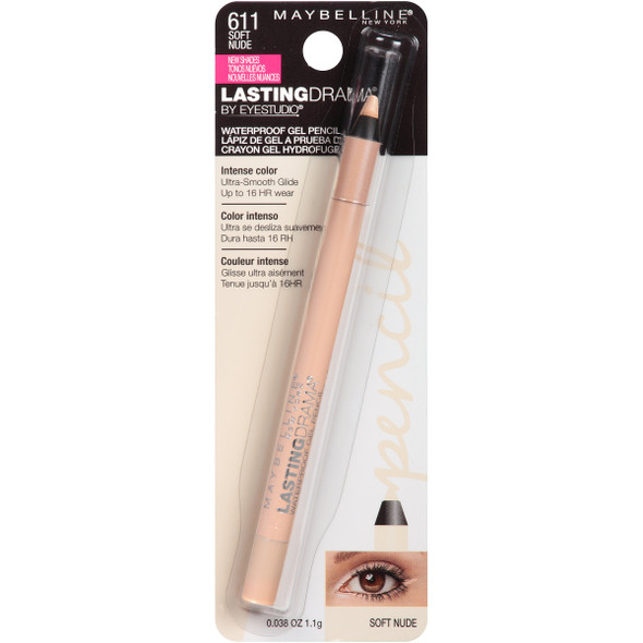 Maybelline New York Eyestudio Lasting Drama Waterproof Gel Pencil Soft Nude 0.037 Ounce