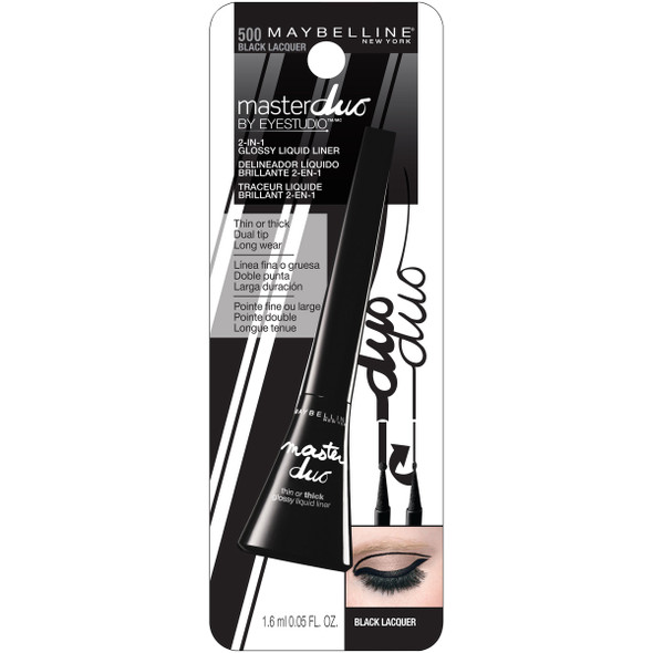 Maybelline New York Eye Studio Master Duo Glossy Liquid Liner Black Lacquer 0.05 Fluid Ounce