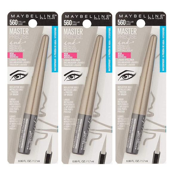 Pack of 3 Maybelline New York Master Precise Ink Metallic Liquid Liner Stellar Sand 560