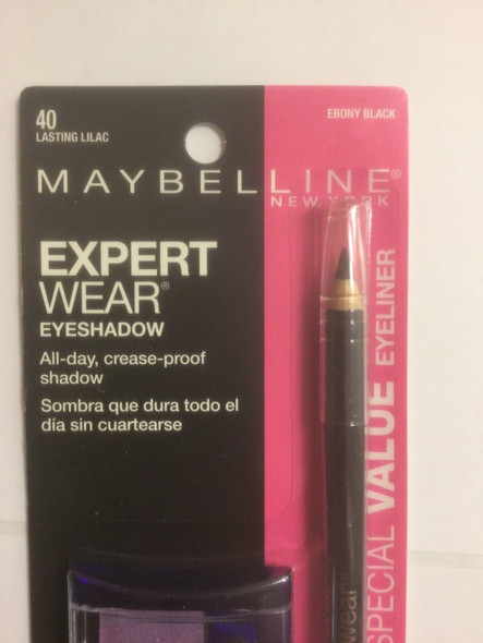 Special Value Maybelline Eyeshadow Expert Wear Duo Lasting Lilac With Ebony Black Eyeliner.