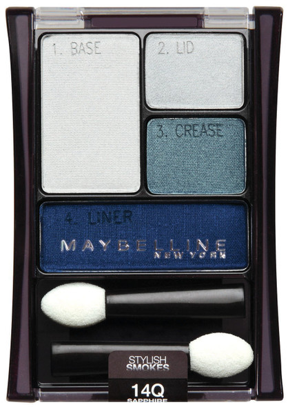 Pack 2 Maybelline New York Expert Wear Eyeshadow Quads 14q Sapphire Smokes Stylish Smokes 0.17 Ounce