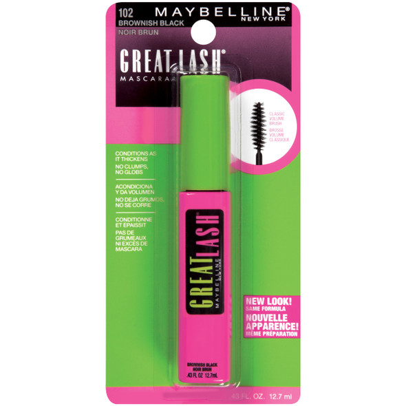 Maybelline New York Makeup Great Lash Washable Mascara Brownish Black Volumizing Mascara 0.43 fl oz